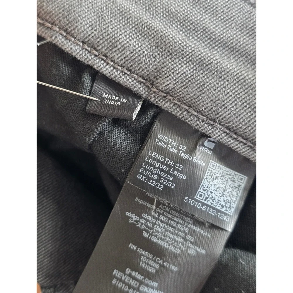 G-Star RAW Revend Skinny Jeans Mens 32x32 (32x30.5) Grey Distressed Faded Denim
